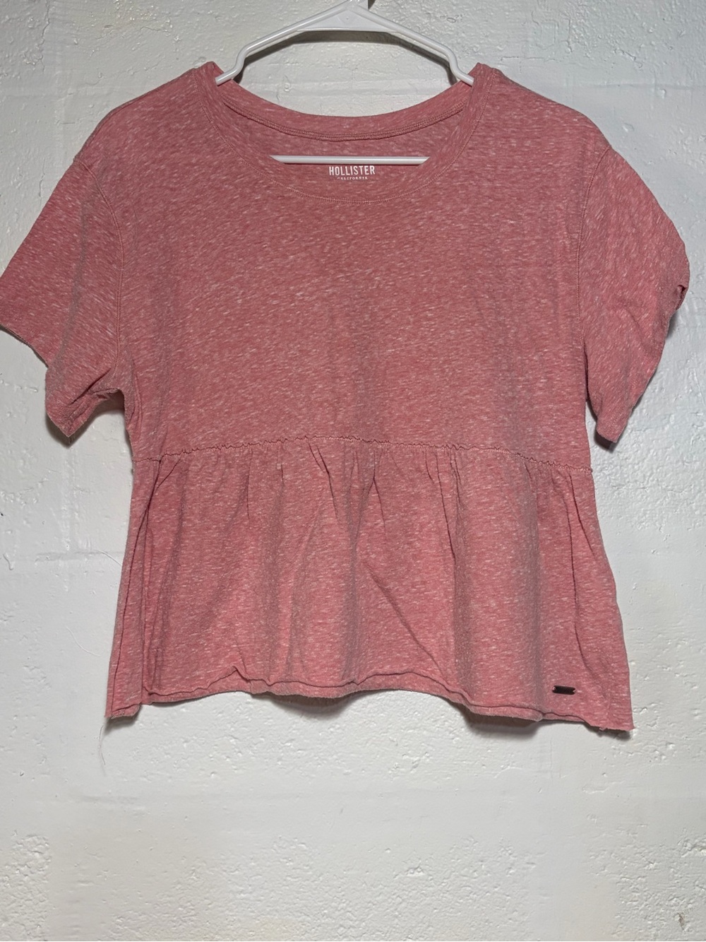 Hollister Heathered Rose Peplum Short-Sleeve Top